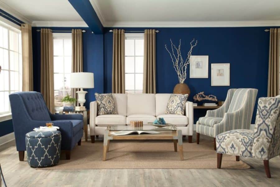 Craftmaster furniture in blue motif living room