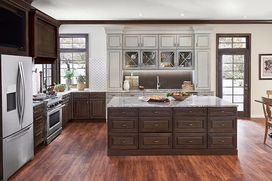 Kitchen with wooden cabinet furnishings