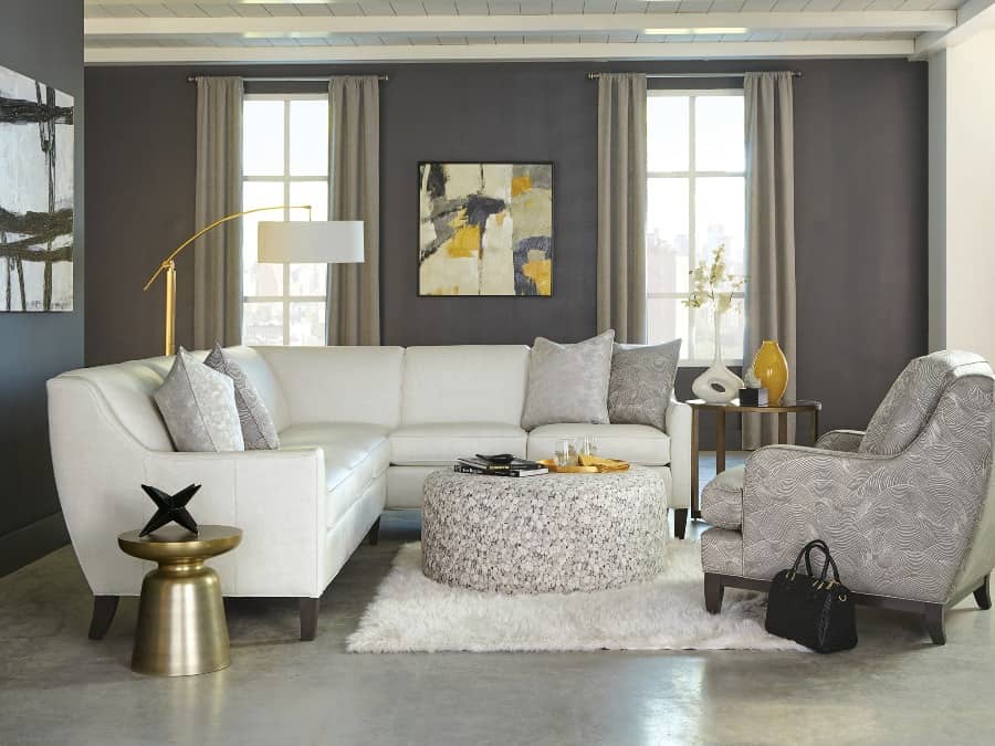 White sofa set with faux sheepskin rug