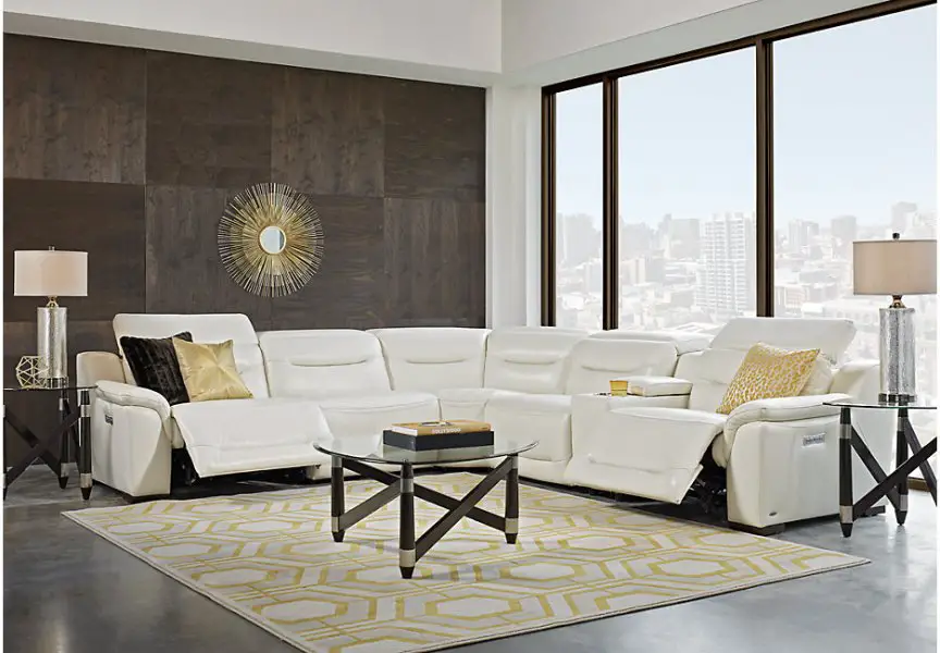 White with gold accent Sofia Vergara sofa set