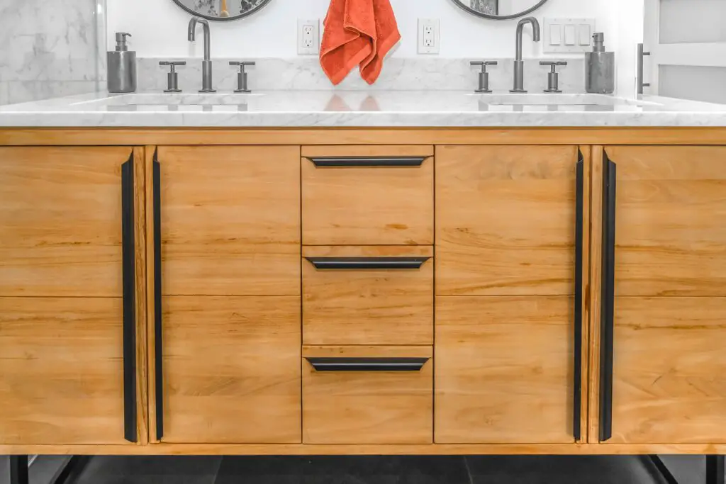 close up shot of a cabinet on the sink