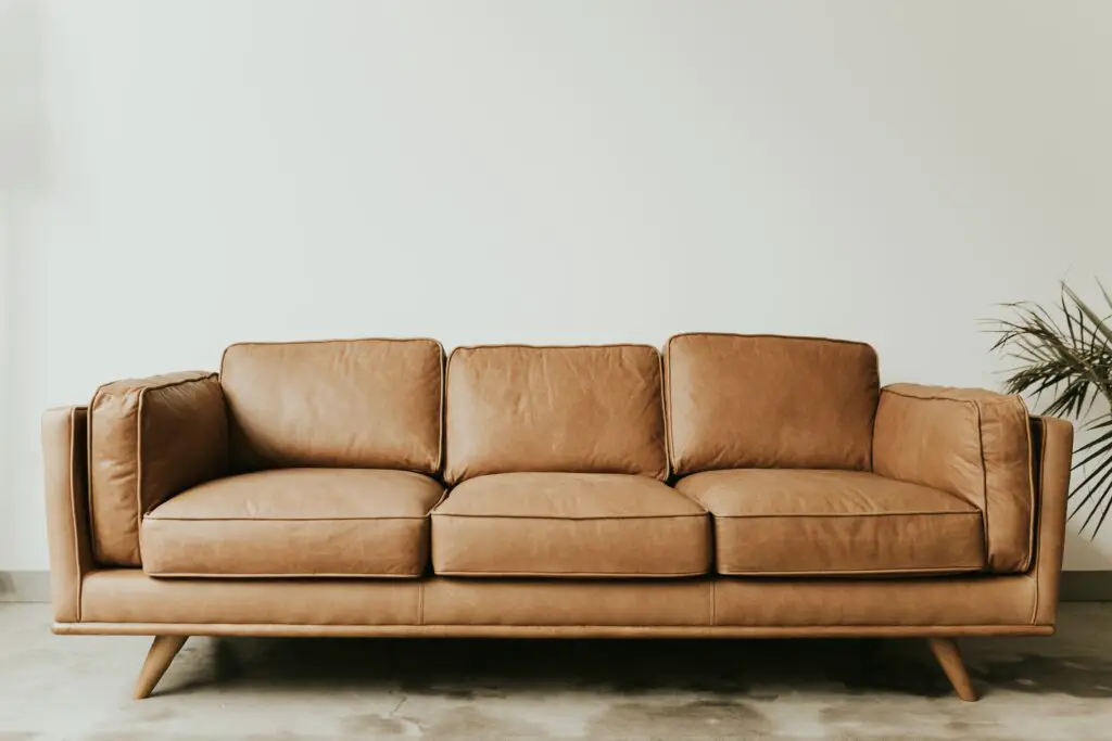 A long brown sofa
