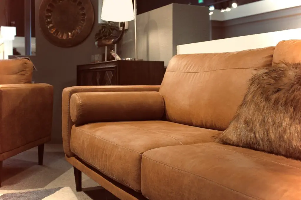 Brown leather West Elm Hamilton sofa