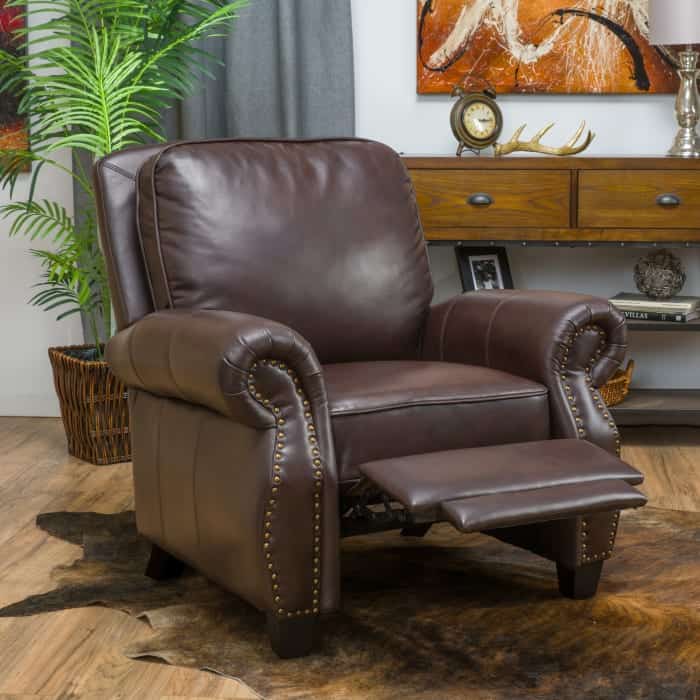 Pier 1 brown faux leather push back recliner