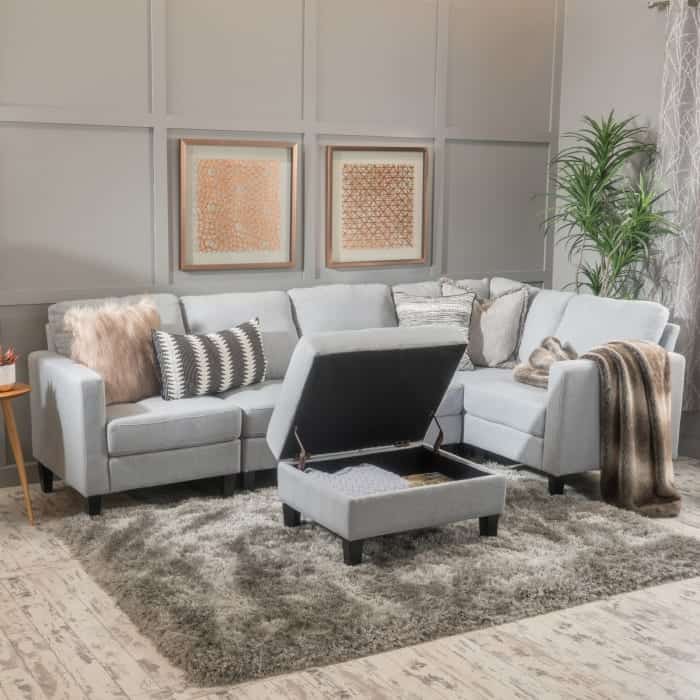 Pier 1 Online gray sectional with ottoman