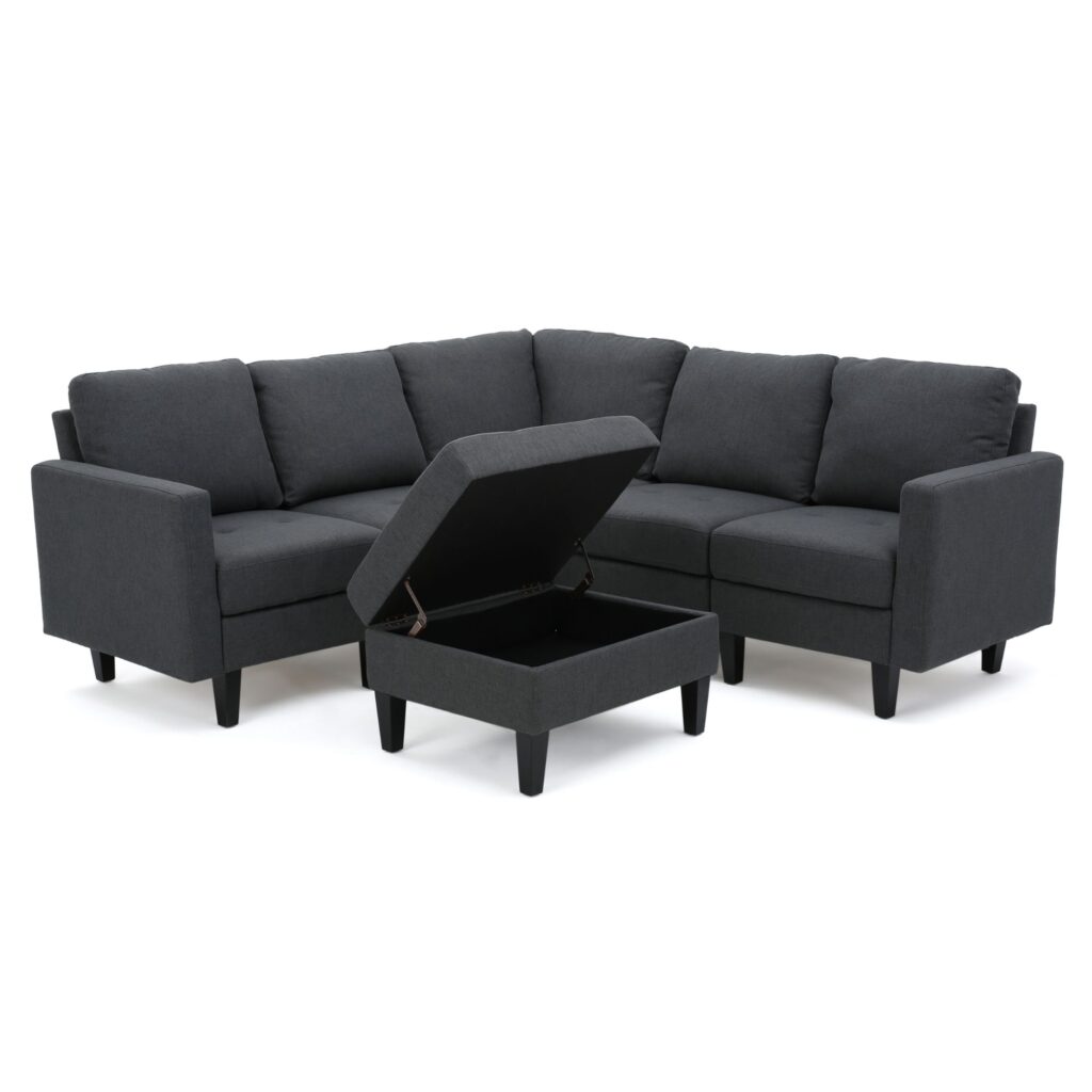 Pier 1 gray zena sectional with storage ottoman