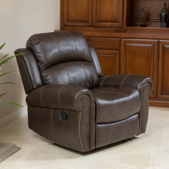 Pier 1 Brown faux leather gliding recliner