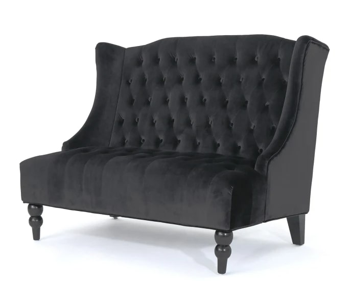 Pier 1 traditional tufted winged velvet loveseat