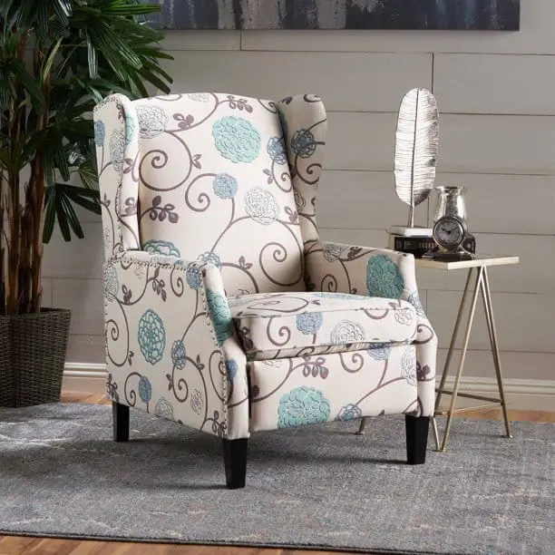 Pier 1 white and blue floral traditional recliner