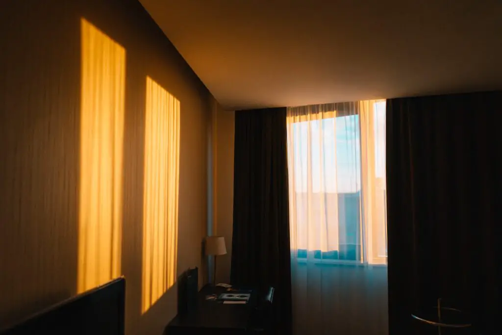 Blackout curtains with sunlight