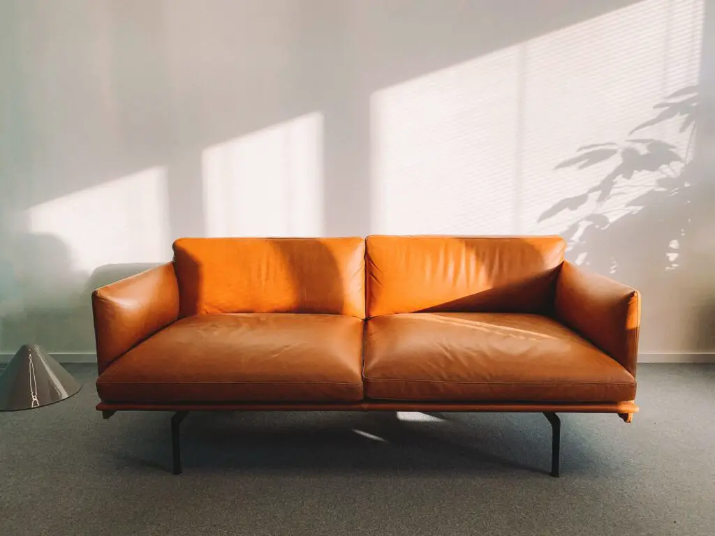 An orange toned leather furniture