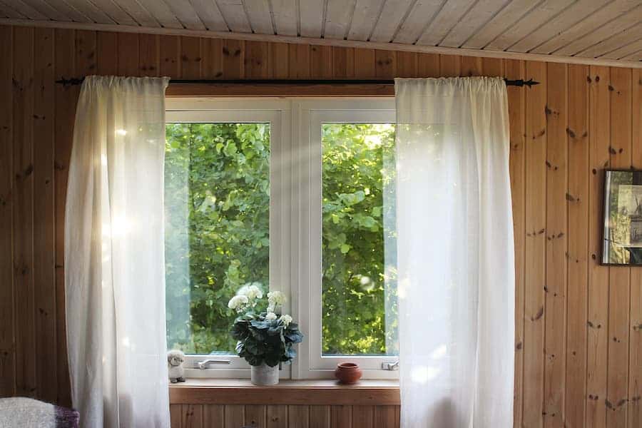 White curtain on window
