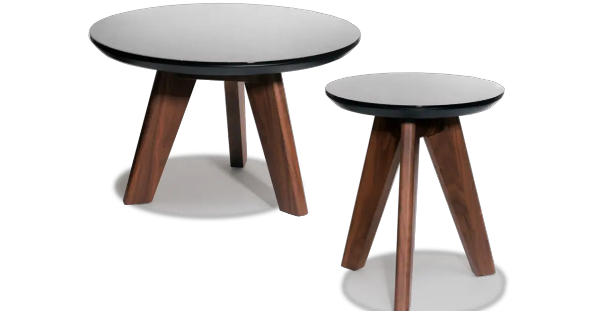 A black and brown coffee and side table from Red Apple furniture